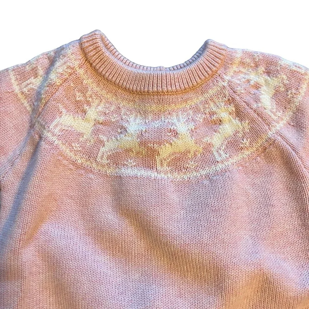 Baby Gap Pink Reindeer Long Sleeve Knit Sweater Baby Size 6-12 Months 6-12M - Picture 2 of 7